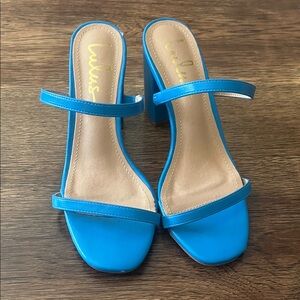 Lulu's Vibrant Blue Double Strap Heels